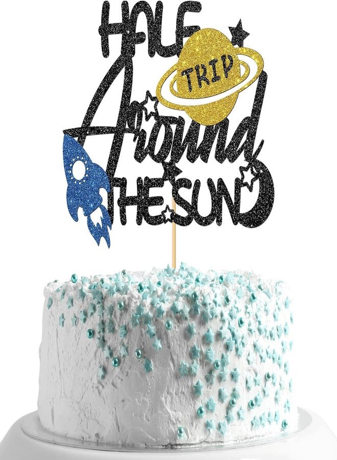 Confetti! Celestial Celebration Cake Topper - Sparkling Space-themed Decorations for Your Half Trip Around the Sun Half Birthday Party! - Image 1
